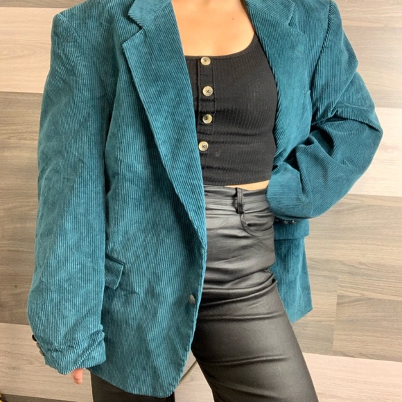 Oversized Corduroy Turquoise Blazer - Picture 5 of 6